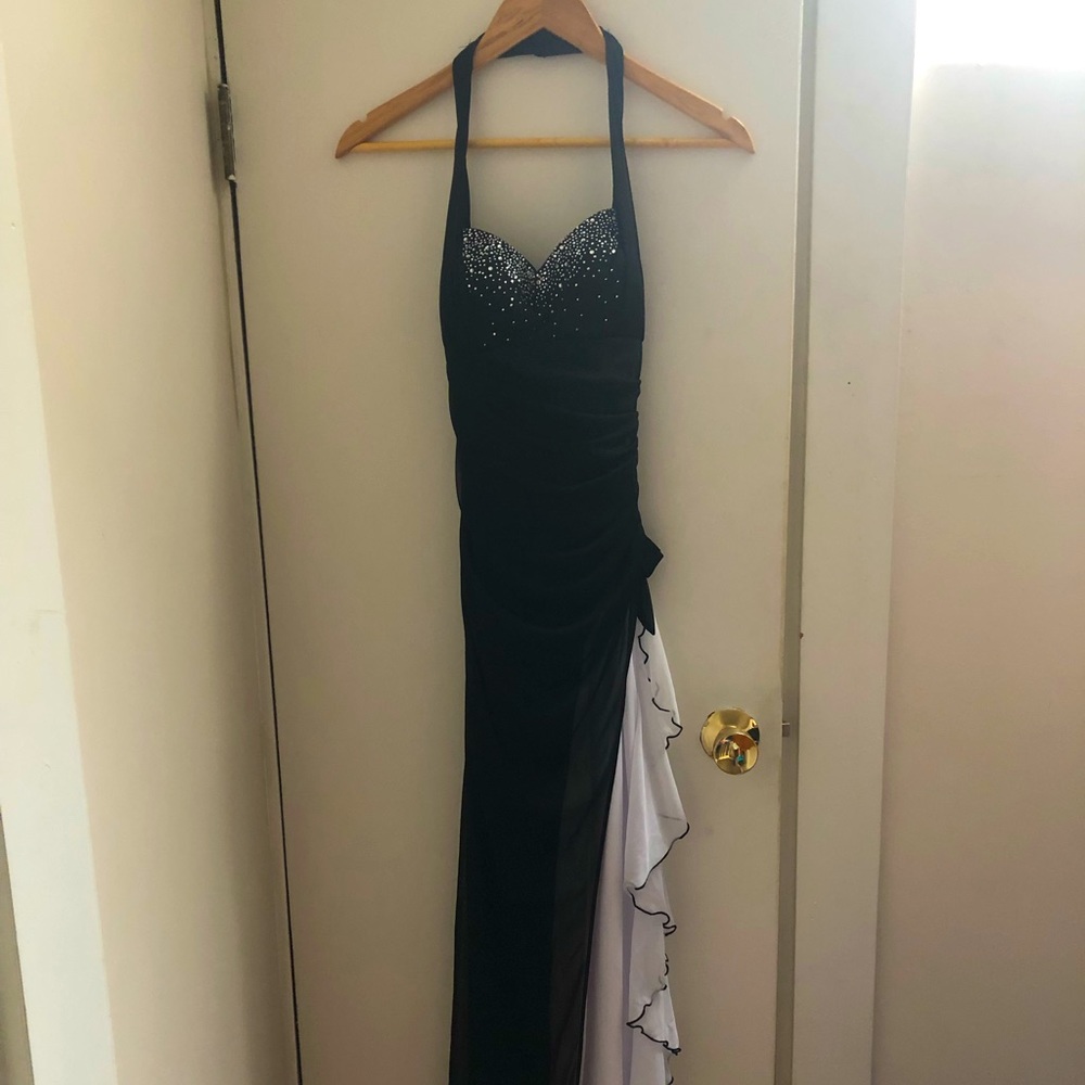 Halter long evening party dress